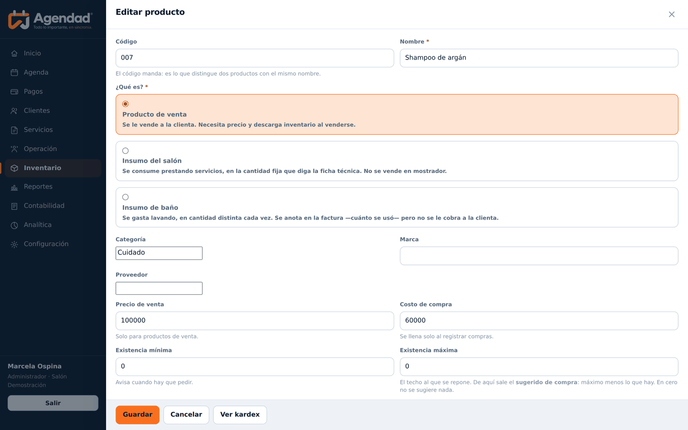 Ficha de un producto